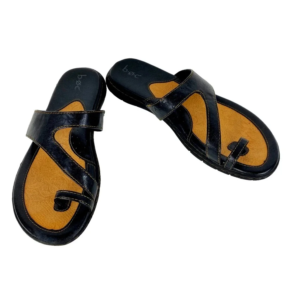 boc Born Sandals Women's 8 Slip On Slides Flats Shoes Flip Flops Brown 38.5 - Picture 3 of 9